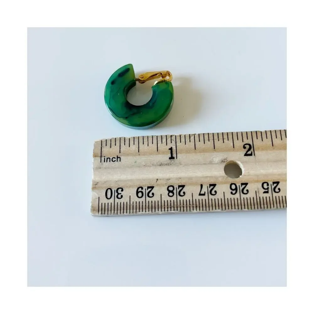 Vintage Bakelite Clip On Earrings Green